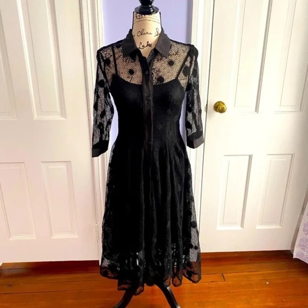 GRACIA  Black Lace pullover button down Dress🎊💗🎈